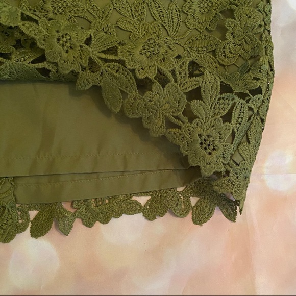 Ann Taylor Green Floral Lace Pencil Skirt Sz 4 - Picture 7 of 10